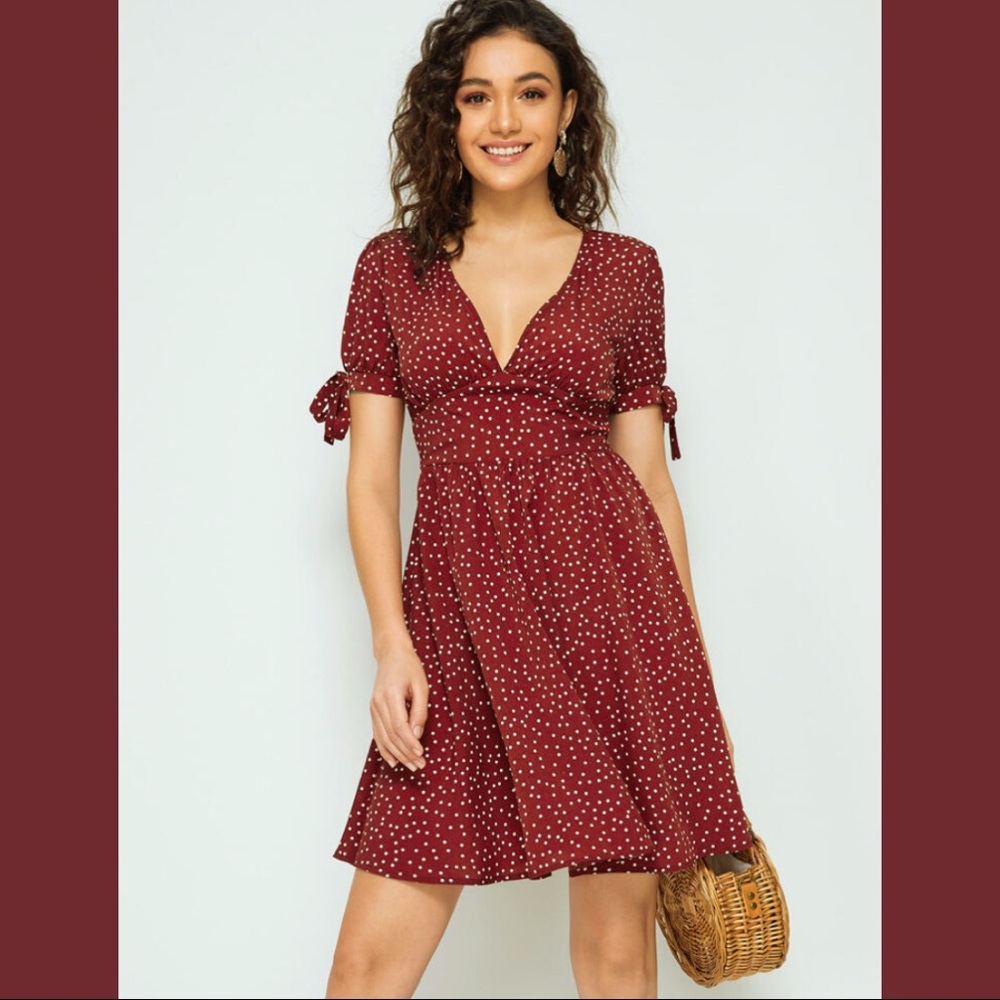 Abercrombie & Fitch Maroon Mini Polka Dot Dress